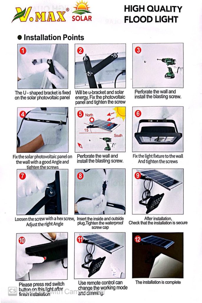 راهنمای نصب پروژکتور خورشیدی ویمکس
